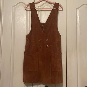 Free People 100% Suede Pinafore Wrap Dress NWT